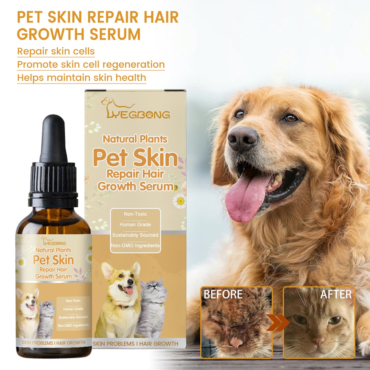 Yegbong Pet Skin Care Essence Cat And Dog Skin Hair Wound Cleaning And Moisturizing Care Essence