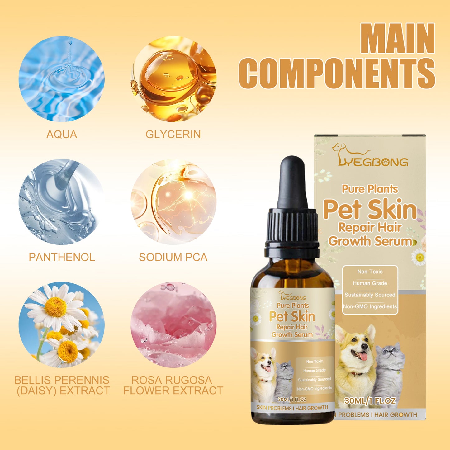 Yegbong Pet Skin Care Essence Cat And Dog Skin Hair Wound Cleaning And Moisturizing Care Essence