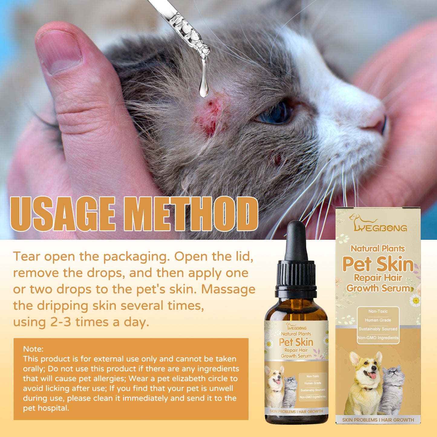 Yegbong Pet Skin Care Essence Cat And Dog Skin Hair Wound Cleaning And Moisturizing Care Essence