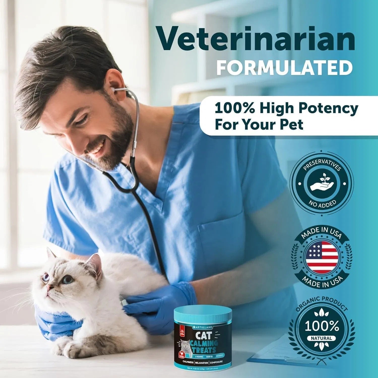 Hemp Cat Calming Treats For Stress & Anxiety Relief Cat Kittens Melatonin - Pet Zen Club