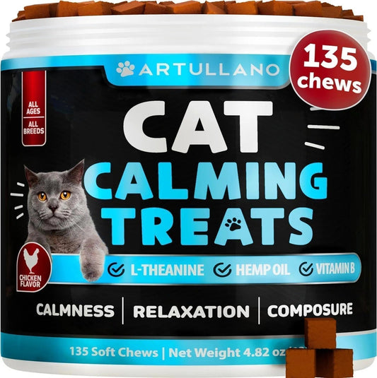 Hemp Cat Calming Treats For Stress & Anxiety Relief Cat Kittens Melatonin - Pet Zen Club
