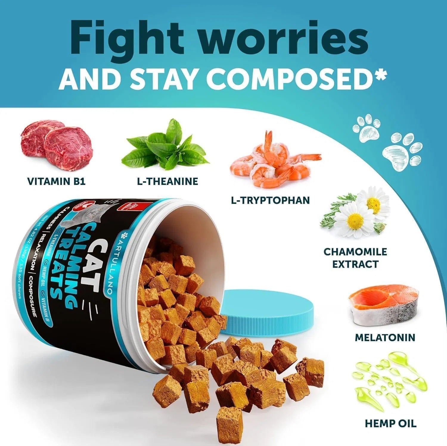 Hemp Cat Calming Treats For Stress & Anxiety Relief Cat Kittens Melatonin - Pet Zen Club