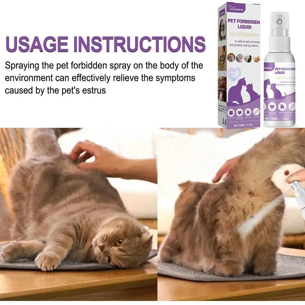50ml Pet Calming Spray Prevent Howling Reduce Anxiety Soothe Mood Pet Dog Cat Estrus Calming Prohibition Spray Pet Supplies - Pet Zen Club