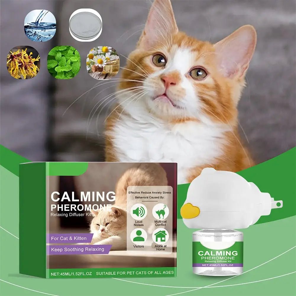 Gentle Cat Calming Diffuser with Heater Natural Extracts Reduce Anxiety Quiet Comfort Easy Use Home Pet Care Safe Design - Pet Zen Club