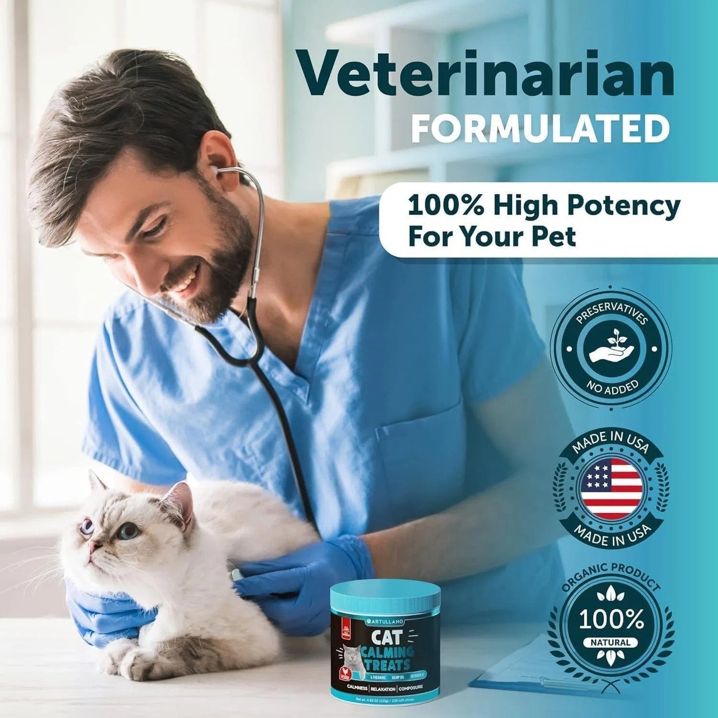 Hemp Cat Calming Treats For Stress & Anxiety Relief Cat Kittens Melatonin - Pet Zen Club