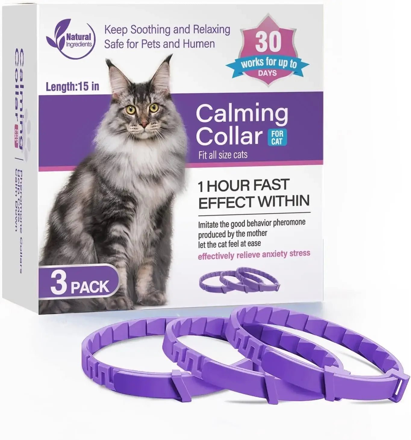 Pet Calming Collar For Cats Dogs Adjustable Anxiety Pheromone Reducing Pet Collar Lasting Natural Calm Relax Soothing Collars - Pet Zen Club