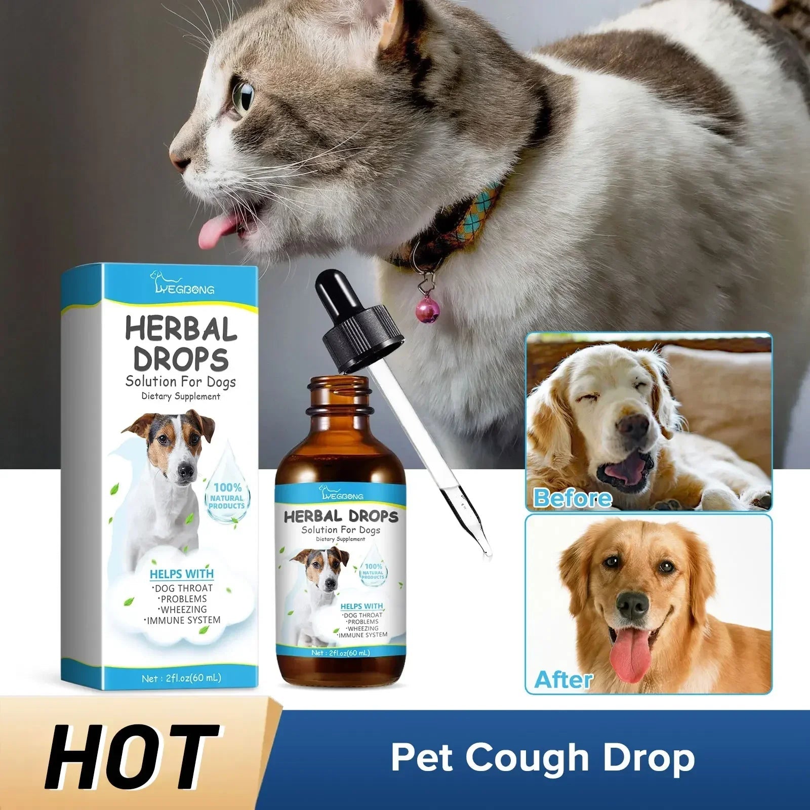 Pet Cough Drop Herbal Cough Soothing Relief Reduce Throat Discomfort Sneezing Treatment Strengthen Immunity Dog Calming Medicine - Pet Zen Club